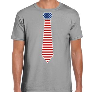 Verkleed t-shirt voor heren - Amerikaanse stopdas - grijs - themafeest