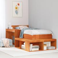 Bedframe zonder matras massief grenenhout wasbruin 75x190 cm