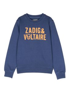 Zadig & Voltaire Kids sweat en coton à logo imprimé - Bleu