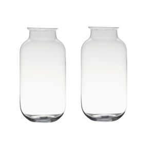 Set van 2x stuks transparante home-basics vaas/vazen van glas 35 x 17 cm