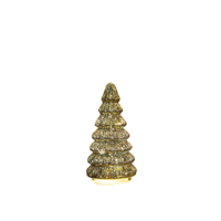 Kerstboompje glas 10led op batterij met timer 18.5x9.5 cm metallic goud - Annas collection