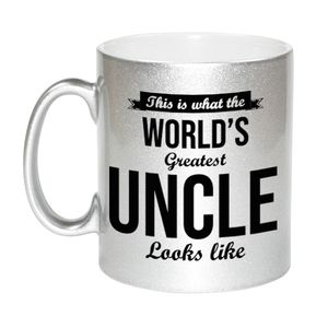 Zilveren Worlds Greatest Uncle / oom cadeau koffiemok / theebeker 330 ml