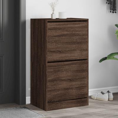 Schoenenkast met 2 klaplades 60x42x108 cm bruin eikenkleur