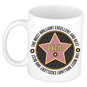 Naam mok David - wit - Most Brilliant - keramiek - 300 ml - cadeau collega beker