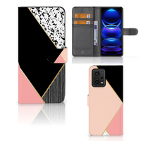 Xiaomi Redmi Note 12 5G | Poco X5 Book Case Zwart Roze Vormen - thumbnail