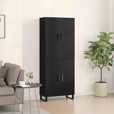 Dressoir 2 pcs Zwart eiken 69,5 x 34 x 180 cm Bewerkt hout