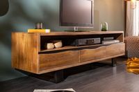 Massief tv-meubel MAMMUT 160 cm lowboard met metalen boomrand in acaciahoningafwerking - 39365 - thumbnail