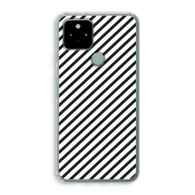 Strepen zwart-wit: Google Pixel 5 Transparant Hoesje