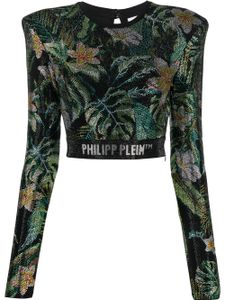 Philipp Plein haut orné de cristal à manches longues - Noir