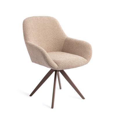 Jesper Home Draaibare Eetkamerstoel 'Kushi' Turn Brown, kleur Flax Relax