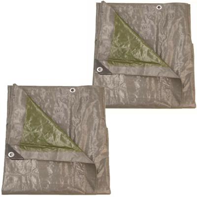 Afdekzeil/dekzeil grijs/groen waterdicht kunststof 140 gr/m2 - 2x - 500 x 800 cm