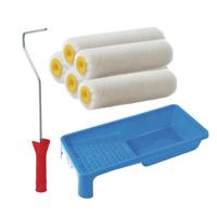 Sorex Verfrollers schilderen set - beugel en verfbak - 5x anti spat vacht verfrollers - 10 cm