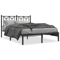 Bedframe met hoofdbord metaal zwart 140x190 cm