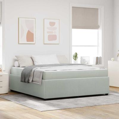 Bedframe met matras Lichtgrijs en Wit en Lichtgrijs Fluweel