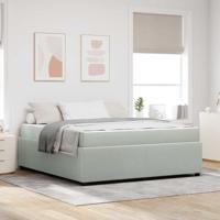 Bedframe met matras Lichtgrijs en Wit en Lichtgrijs Fluweel