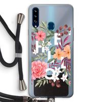Hello in flowers: Samsung Galaxy A20s Transparant Hoesje met koord