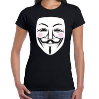 V for Vendetta masker t-shirt zwart voor dames  2XL  - - thumbnail