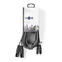 Nedis COTH15210GY30 audio kabel 3 m 2 x XLR (3-pin) 2 x RCA Grijs - thumbnail