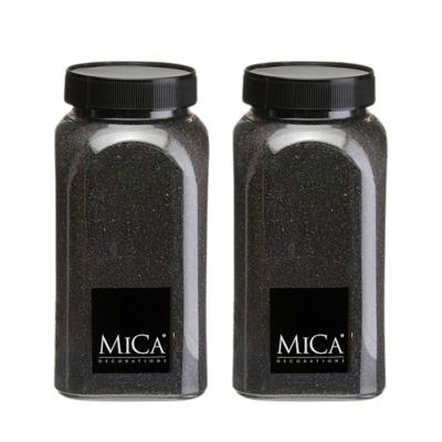 Mica Decorations decoratie zand - 2x - 650ml - zwart - hobby zandkorrels - sierzand Mica Decorations decoratie zand - 2x - 650ml - zwart - hobby zandkorrels - sierzand