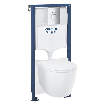 Grohe Bau toiletset diepspoel - rimless - Grohe Rapid SL inbouwreservoir - softclose toiletzitting - bedieningsplaat chroom 103849sh00