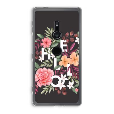 Hello in flowers: Sony Xperia XZ2 Transparant Hoesje