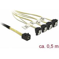 Delock 85684 Kabel Mini SAS HD SFF-8643 > 4 x SATA 7 Pin haaks 0,5 m - thumbnail