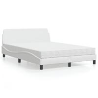 Bed met matras kunstleer wit 140x200 cm