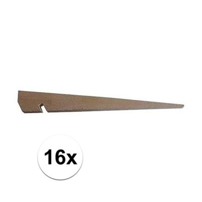 Grote houten tentharingen - 16x stuks - 40 cm - bruin - outdoor/camping