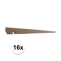 Grote houten tentharingen - 16x stuks - 40 cm - bruin - outdoor/camping