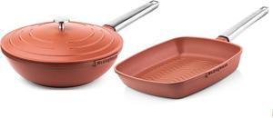 Westinghouse Pannenset Performance (Wokpan + Grillpan) ø 28 cm - Rood - Inductie en alle andere warmtebronnen