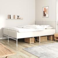 Bedframe met hoofd- en voeteneinde metaal wit 193x203 cm - thumbnail