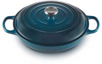Le Creuset Braadpan Signature Campagnard Deap Teal ø 30 cm / 3,5 liter Le Creuset Braadpan Signature Campagnard Deap Teal ø 30 cm / 3,5 liter