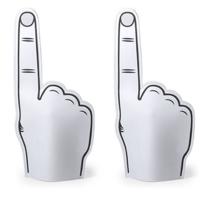 Foam Hand met Wijzende Vinger - 6x stuks - Wit - 25 x 50 cm - Schuimrubber - Supportershand