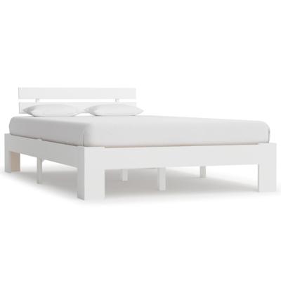 Bedframe met hoofdbord massief grenenhout wit 140x200 cm