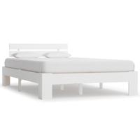 Bedframe met hoofdbord massief grenenhout wit 140x200 cm - thumbnail