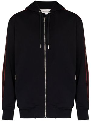 Alexander McQueen hoodie zippé à bande logo - Noir