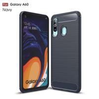 Geborsteld textuur koolstofvezel TPU Case voor Galaxy A60 (marineblauw)