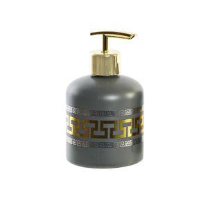 Zeeppompje/dispenser glas grijs/goud 8 x 14 cm   -