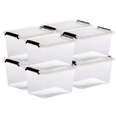 5Five opberg kist met deksel - 8x - Clip Box - 2 liter - 19 x 15 x 11 cm - kunststof - transparant