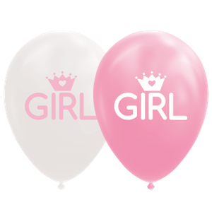 Ballonnen Geboorte Girl Roze/Wit (8st)