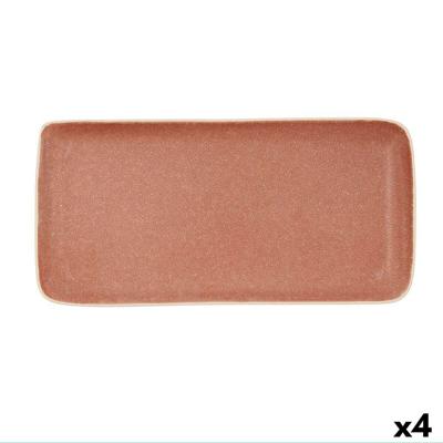 Snackdienblad Bidasoa Gio Bruin Keramisch Rechthoekig 28 x 14 cm (4 Stuks)