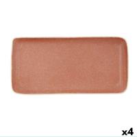 Snackdienblad Bidasoa Gio Bruin Keramisch Rechthoekig 28 x 14 cm (4 Stuks)