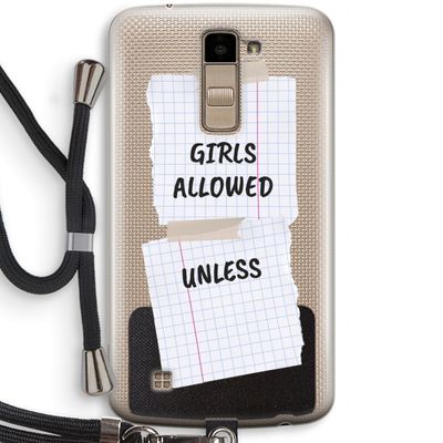 No Girls Allowed Unless: LG K10 (2016) Transparant Hoesje met koord