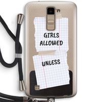 No Girls Allowed Unless: LG K10 (2016) Transparant Hoesje met koord