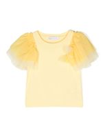 Monnalisa t-shirt en coton à manches en tulle - Jaune