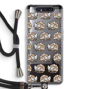 Slapende poes: Samsung Galaxy A80 Transparant Hoesje met koord
