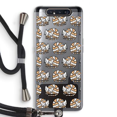 Slapende poes: Samsung Galaxy A80 Transparant Hoesje met koord