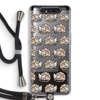 Slapende poes: Samsung Galaxy A80 Transparant Hoesje met koord