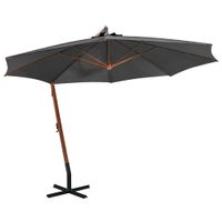VidaXL Zweefparasol met paal 3,5x2,9 m massief vurenhout antraciet