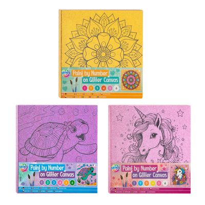 Creative Craft Group Schilderen op nummer glitter canvas, 9dlg.